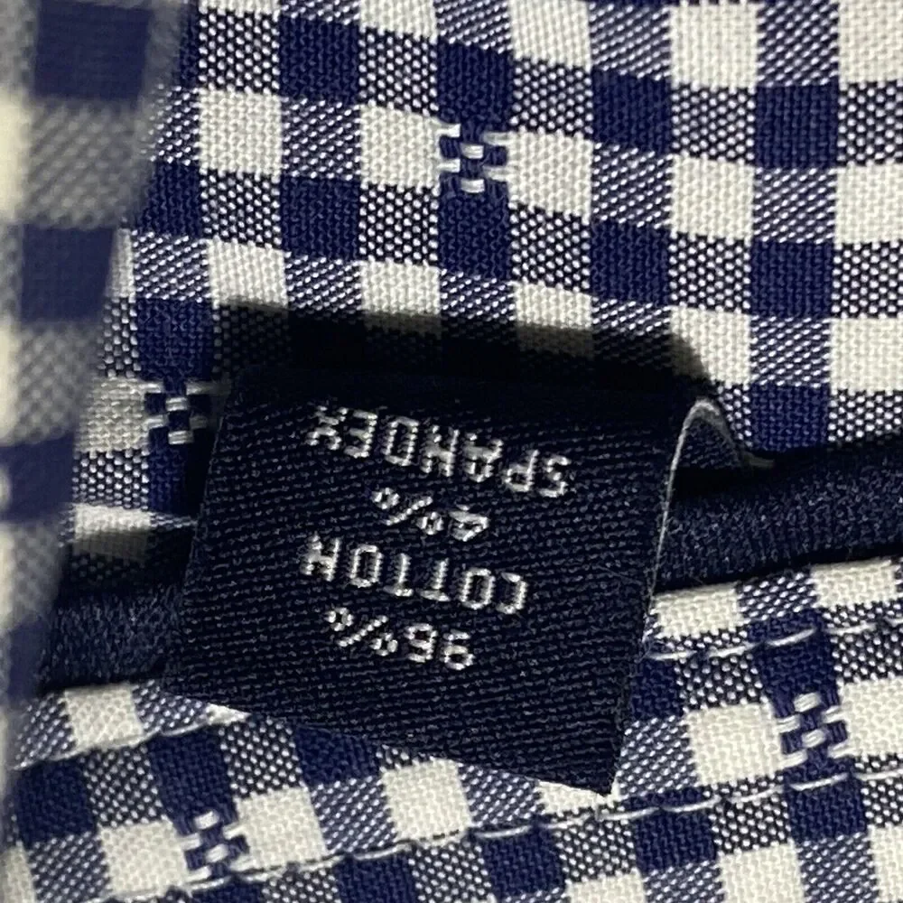 Tommy Hilfiger Dress Shirt Men's 17 34/35 Gingham Stretch Reg Fit Wrinkle Resist